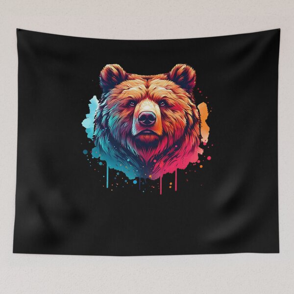 Item preview, Bear Head – Artful with Red & Blue designed and sold by FreshPixelArt.