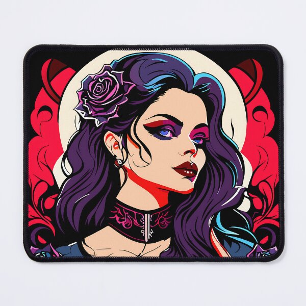 Item preview, Gothic Beauty Girl with Purple Roses – Dark Romantic Art designed and sold by bgrzblkdigital.