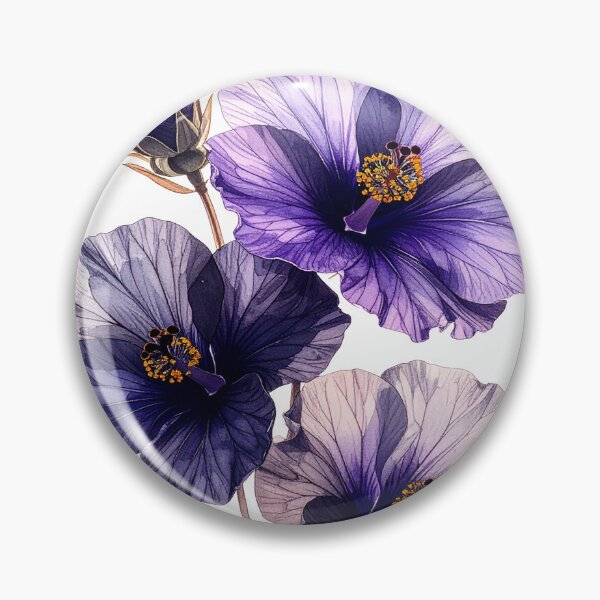 Item preview, Hibiscus flowers x-ray style purple yellow designed and sold by LiskoDesign.
