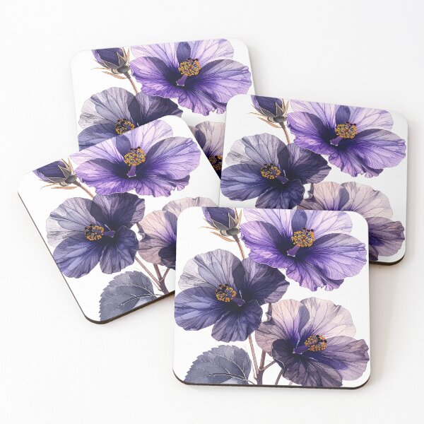 Item preview, Hibiscus flowers x-ray style purple yellow designed and sold by LiskoDesign.
