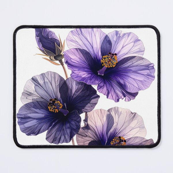 Item preview, Hibiscus flowers x-ray style purple yellow designed and sold by LiskoDesign.