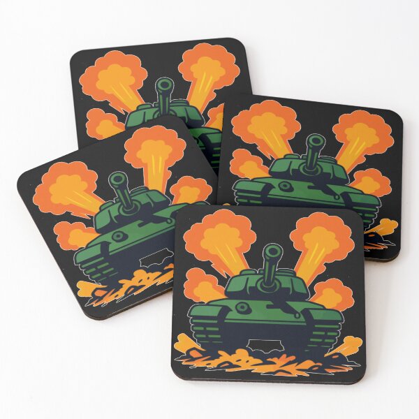 Item preview, Cartoon Tank with Explosions - Military Gaming Art on Black designed and sold by furrylizard.