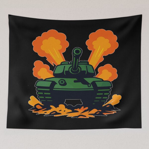 Item preview, Cartoon Tank with Explosions - Military Gaming Art on Black designed and sold by furrylizard.