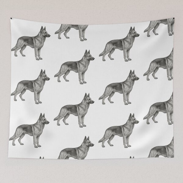 Item preview, Major – German Shepherd Full-Body Side Profile Pencil Sketch designed and sold by BarkAndWear.