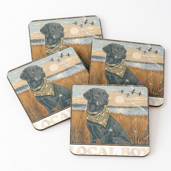 Item preview, Local Boy Black Lab Hunting Dog Marsh Scene Sunset Vintage T-Shirt designed and sold by krotkrot.