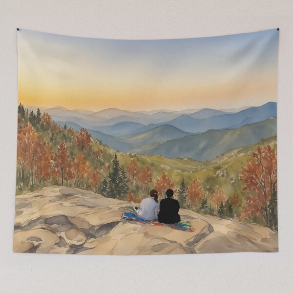 Item preview, Preachers Rock Georgia Autumn Fall Watercolor designed and sold by Magnolia Valley Art.