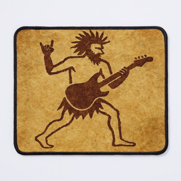 Aperçu de l'œuvre Caveman Rocker – Art de la guitare punk préhistorique créée et vendue par SecretSquirrellDesigns.