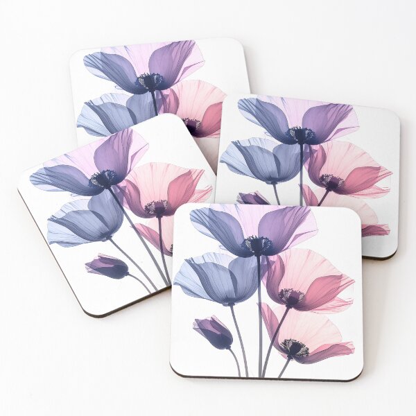 Item preview, Poppy flowers X-ray style soft purple tones translucent designed and sold by LiskoDesign.