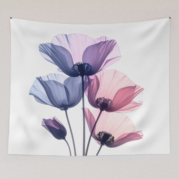 Item preview, Poppy flowers X-ray style soft purple tones translucent designed and sold by LiskoDesign.