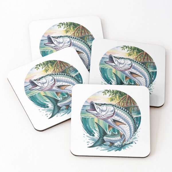 Item preview, Tarpon Saltwater Legend – Jumping Sportfish with Tropical Bottom designed and sold by FusiTink.