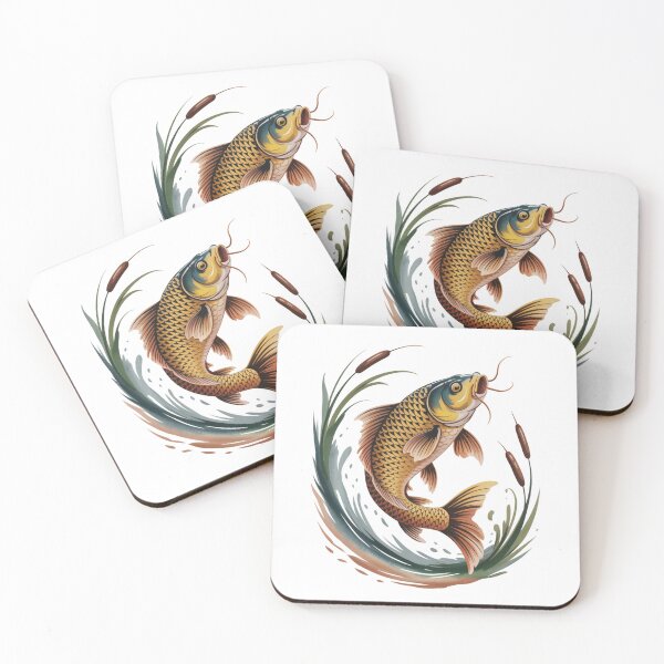 Item preview, Golden Carp Glory – Golden Carp among Reeds and Water Lilies designed and sold by FusiTink.