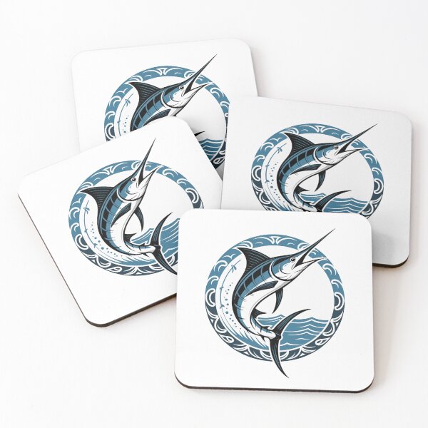 Item preview, Marlin Tribal Wave – Blue Marlin with Tribal Design and Ocean Waves designed and sold by FusiTink.
