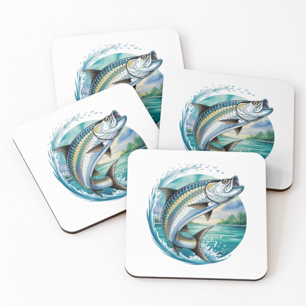 Item preview, Tarpon Sunset Wave – Tarpon Jump with Sunset Background designed and sold by FusiTink.