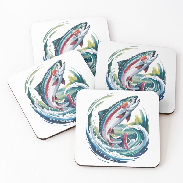 Item preview, Wild Salmon Jumping in the River – Wild Salmon Jumping in the River designed and sold by FusiTink.
