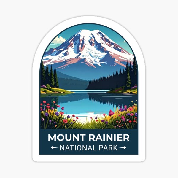 A Vintage Travel Art of the Mount Rainier National Park - Washington - US Sticker