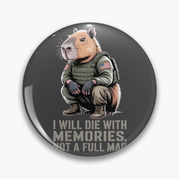 Item preview, Military Style Capybara with American Flag – “Never Die With Memories, Not a Full Mag” Graphic designed and sold by Splotchly.