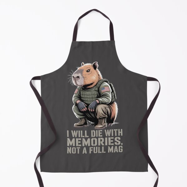 Item preview, Military Style Capybara with American Flag – “Never Die With Memories, Not a Full Mag” Graphic designed and sold by Splotchly.