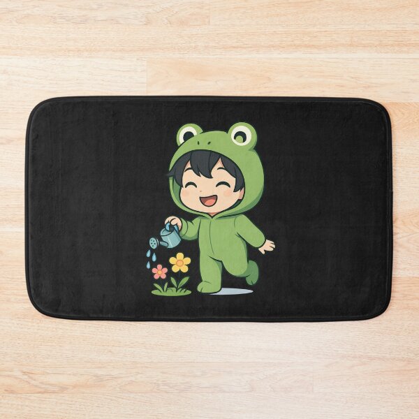 Item preview, Cute Chibi Frog Gardener – Watering Flowers Kawaii Cartoon Design designed and sold by ColorSplash123.