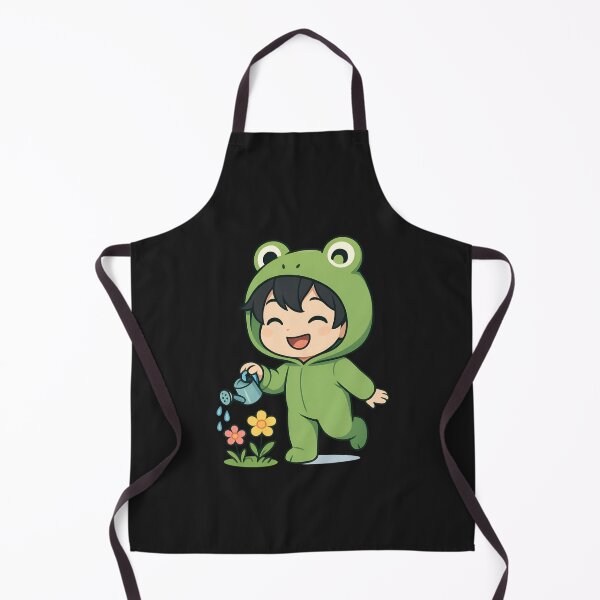 Item preview, Cute Chibi Frog Gardener – Watering Flowers Kawaii Cartoon Design designed and sold by ColorSplash123.