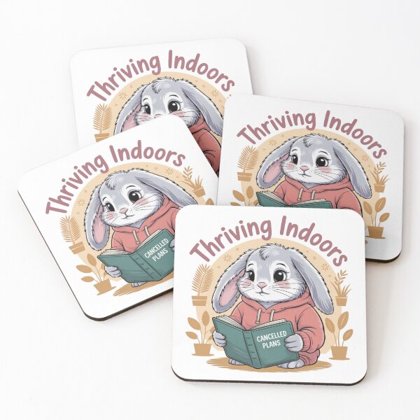 Item preview, Thriving Indoors – Cozy Bunny with Cancelled Plans designed and sold by ArtByYunus.