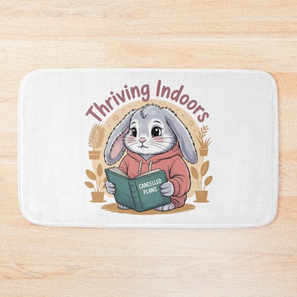 Item preview, Thriving Indoors – Cozy Bunny with Cancelled Plans designed and sold by ArtByYunus.