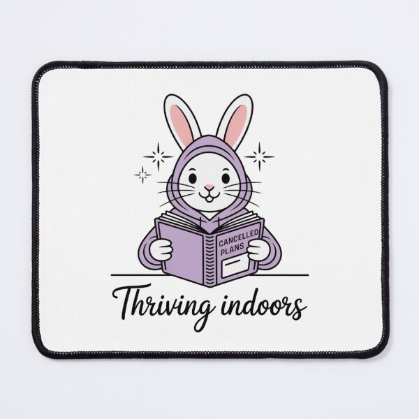 Item preview, Thriving Indoors – Cozy Bunny with Cancelled Plans designed and sold by ArtByYunus.