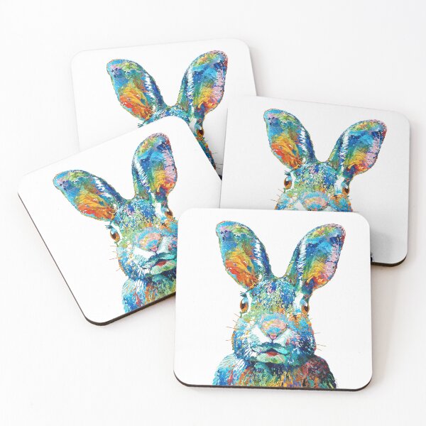 Item preview, Colorful Bunny Rabbit Art On White designed and sold by Sharon Cummings Art.