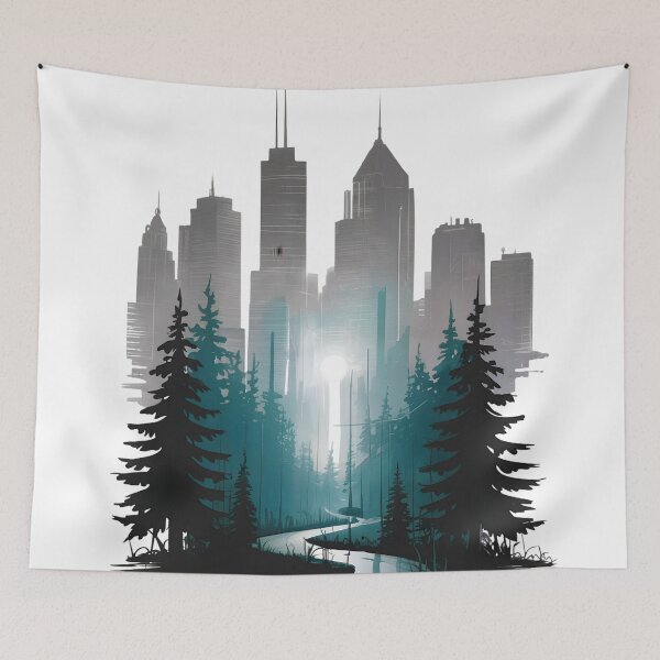 Item preview, Urban Forest Harmony Skyline designed and sold by ShadowAndSlate.