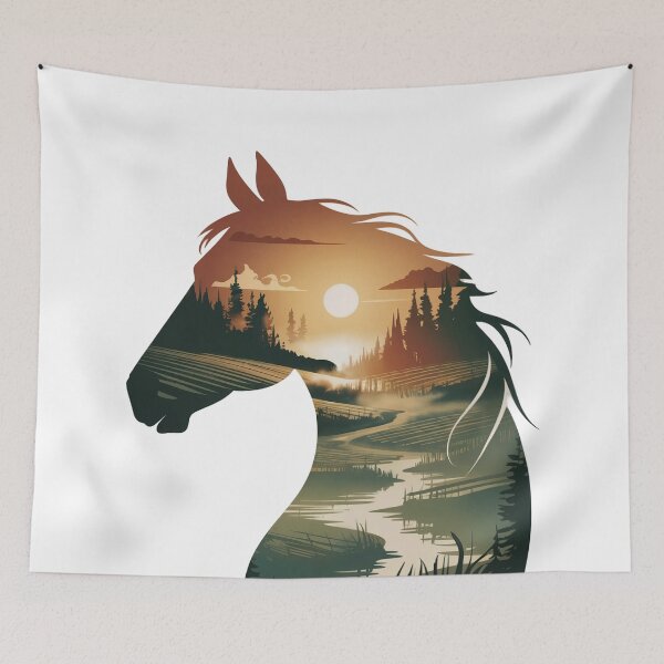 Item preview, Wild Horse Sunset Landscape designed and sold by ShadowAndSlate.