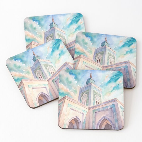 Item preview, Elegant Moroccan Mosque Watercolor Bottom View designed and sold by ArabRaphsody.