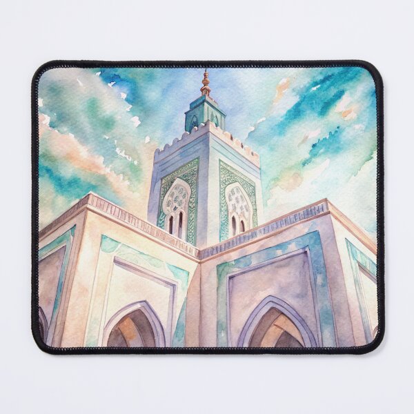 Item preview, Elegant Moroccan Mosque Watercolor Bottom View designed and sold by ArabRaphsody.
