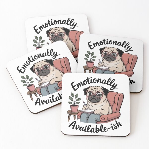 Item preview, Emotionally Available-ish – Cute Pug Therapist Vibes designed and sold by ArtByYunus.