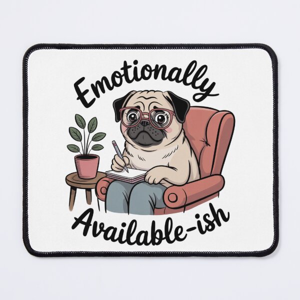 Item preview, Emotionally Available-ish – Cute Pug Therapist Vibes designed and sold by ArtByYunus.