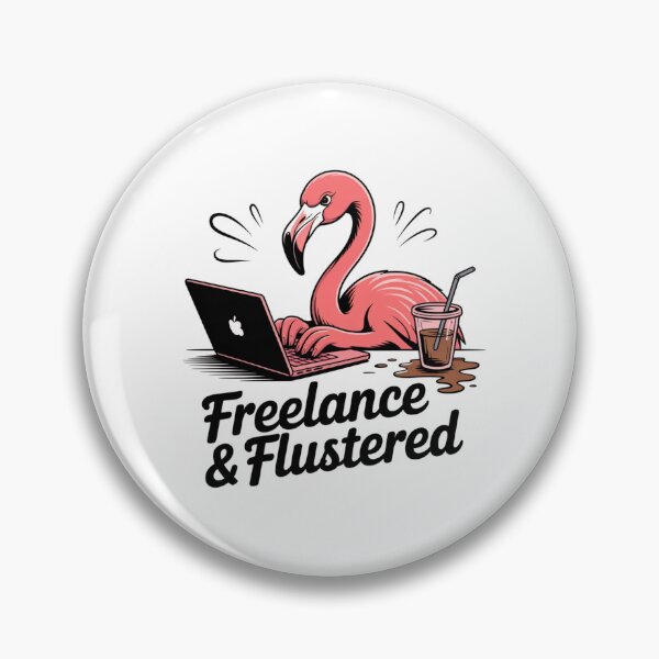 Item preview, Freelance & Flustered – Funny Flamingo at Work designed and sold by ArtByYunus.