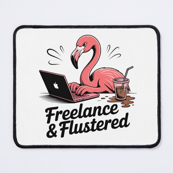 Item preview, Freelance & Flustered – Funny Flamingo at Work designed and sold by ArtByYunus.