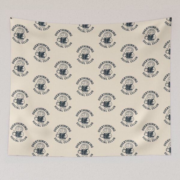 Item preview,  Overthinking Social Club – Vintage Brain Logo designed and sold by SoftWavesStudio.
