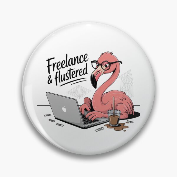 Item preview, Freelance & Flustered – Funny Flamingo at Work designed and sold by ArtByYunus.