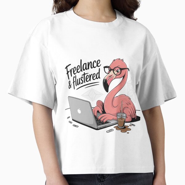 Item preview, Freelance & Flustered – Funny Flamingo at Work designed and sold by ArtByYunus.