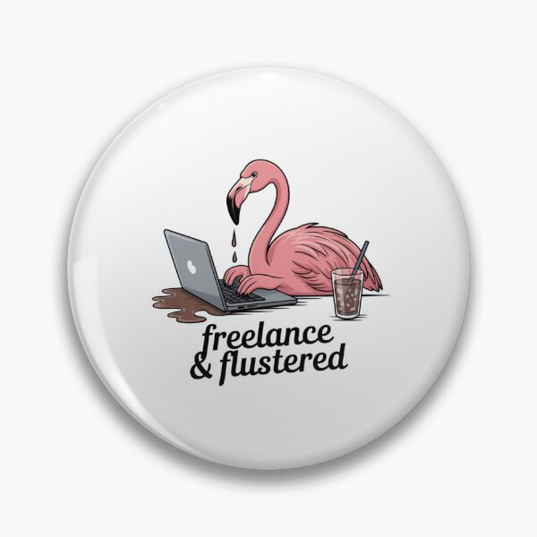 Item preview, Freelance & Flustered – Funny Flamingo at Work designed and sold by ArtByYunus.