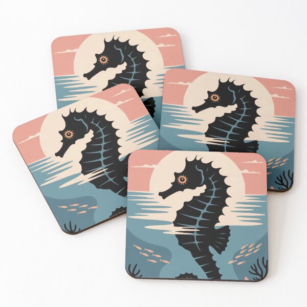 Item preview, Seahorse Silhouette Ocean Sunset designed and sold by ShadowAndSlate.