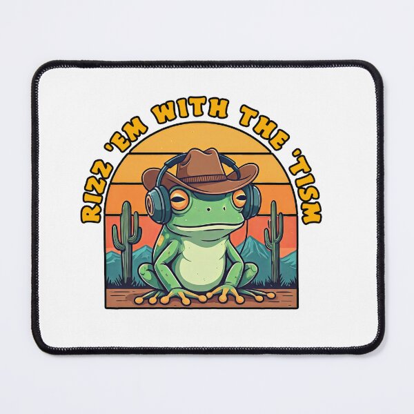Item preview, Cowboy Frog with Headphones |Rizz Em With The Tism Frog designed and sold by TeeARTHY.