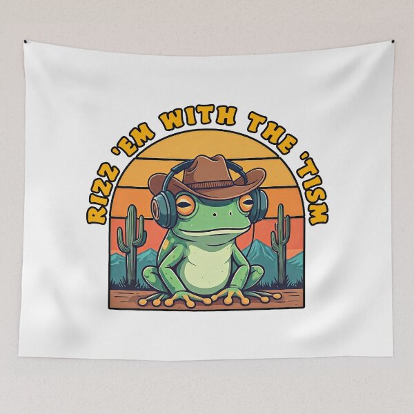 Item preview, Cowboy Frog with Headphones |Rizz Em With The Tism Frog  designed and sold by TeeARTHY.