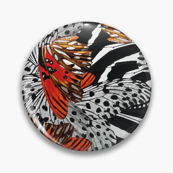 Item preview, Winged stripes - black white red brown butterflies skin wings spot animal print designed and sold by SelmaCardoso.