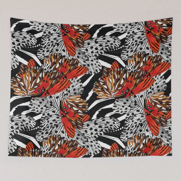 Item preview, Winged stripes - black white red brown butterflies skin wings spot animal print designed and sold by SelmaCardoso.