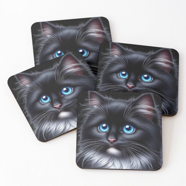 Item preview, Magical Black Kitten with Blue Eyes – Fantasy Cat Illustration designed and sold by Ulla22.