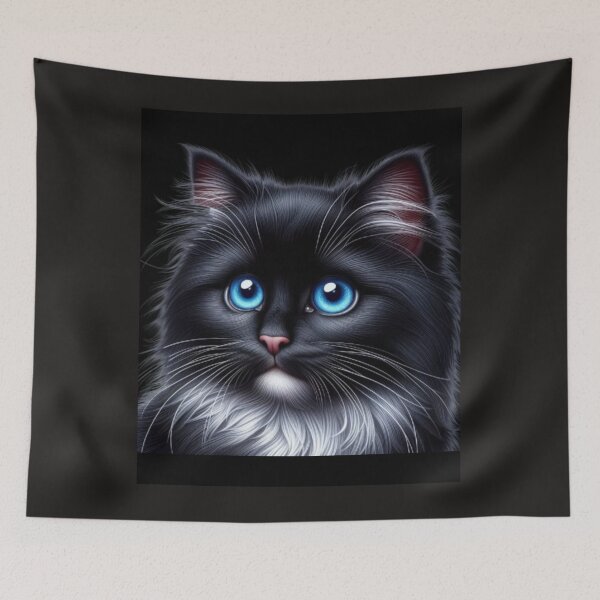Item preview, Magical Black Kitten with Blue Eyes – Fantasy Cat Illustration designed and sold by Ulla22.