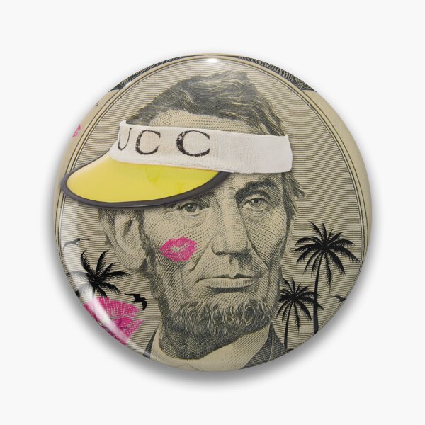 Item preview, "Gangsta Lincoln in a Skate Cap – New $5 Bill Remix" sun visor　black palm designed and sold by YellowMagicJP.