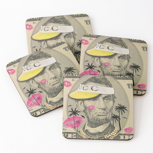 Item preview, "Gangsta Lincoln in a Skate Cap – New $5 Bill Remix" sun visor　black palm designed and sold by YellowMagicJP.