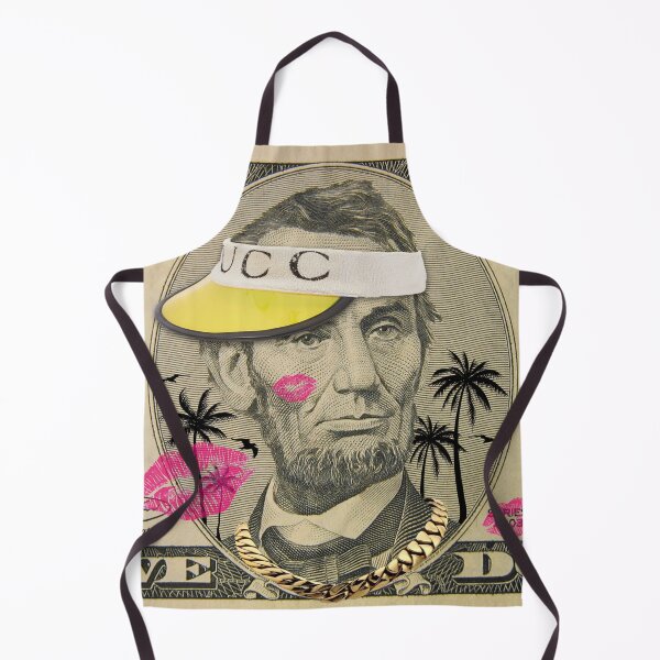 Item preview, "Gangsta Lincoln in a Skate Cap – New $5 Bill Remix" sun visor black palm designed and sold by YellowMagicJP.