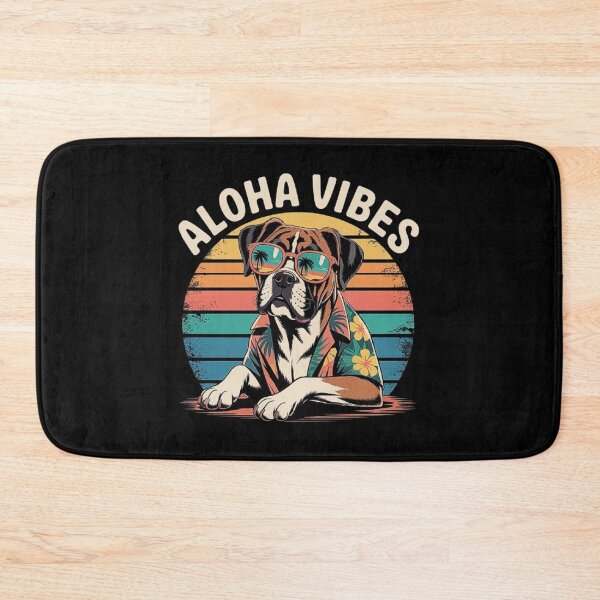 Item preview, Retro Aloha Vibes Boxer Dog with Sunglasses and Hawaiian Shirt Beach Sunset designed and sold by love3617.